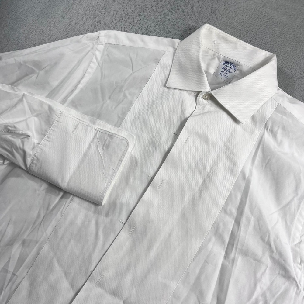 Brooks Brothers Regent Tuxedo Shirt Mens 16.5-34 White Cotton Bib French Cuff